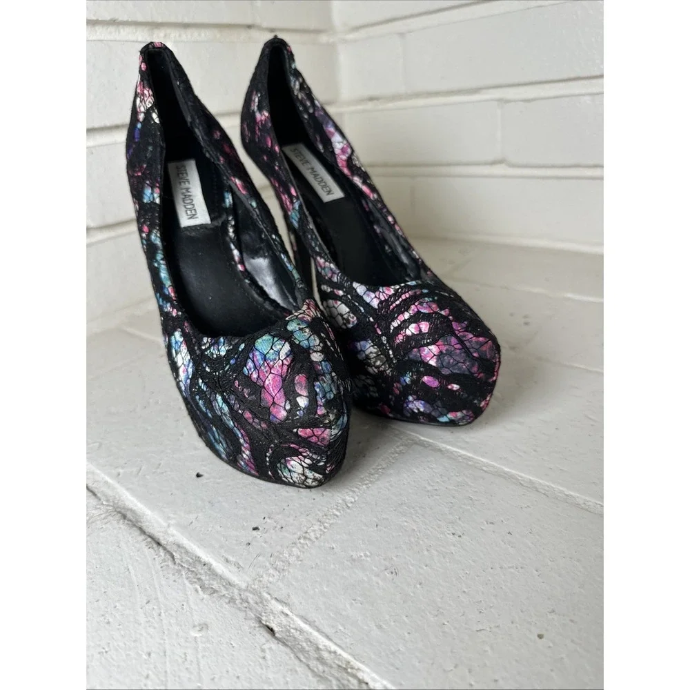 Steve Madden Jezebel Heels Scene Queen Party Girl Y2K Lace Pumps Women's 7.5
